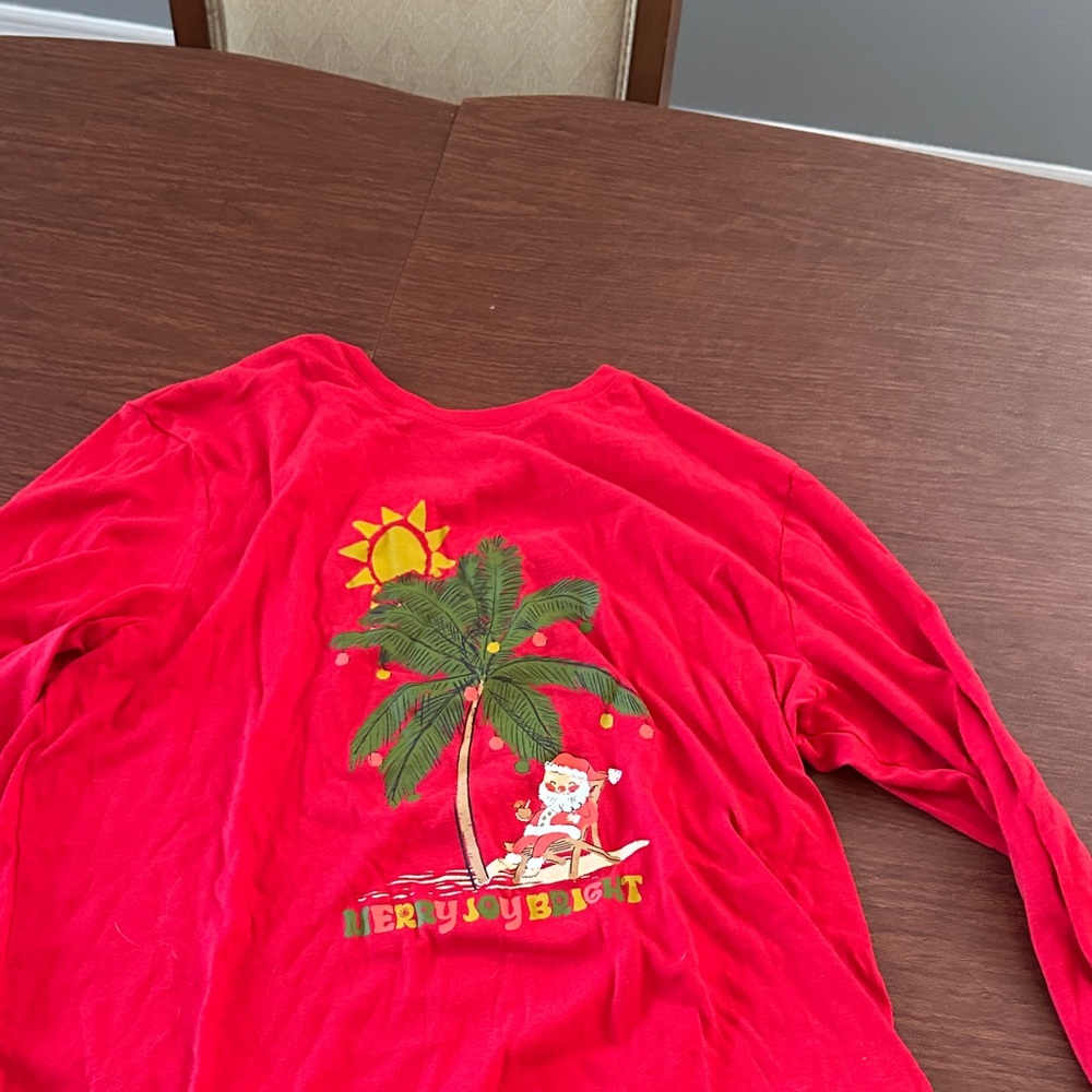 Men’s Red Long Sleeve Shirt with Palm Tree Design